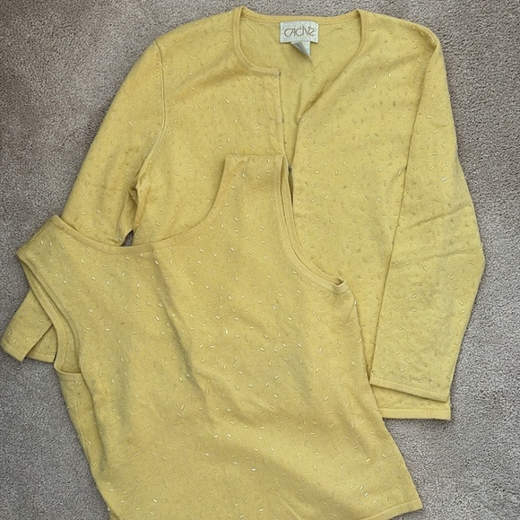 Vintage Cache Silk Cashmere Blend Beaded Sweater Set - Picture 2 of 11